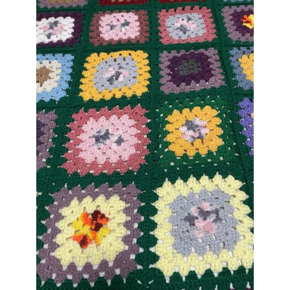 Handmade Vintage Granny Square Afghan  Queen Size 71